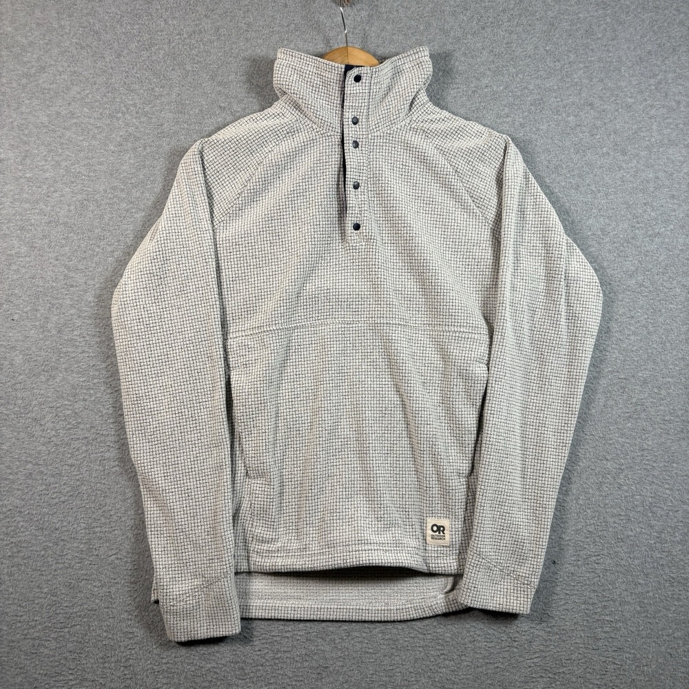 Outdoor Research Trail Mix Snap Pullover Womens S Grid Fleece Sweater Oatmeal